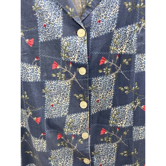 Womens Handmade Shirt Size Unknown Blue Floral Short Sleeve Button Up - Picture 4 of 9